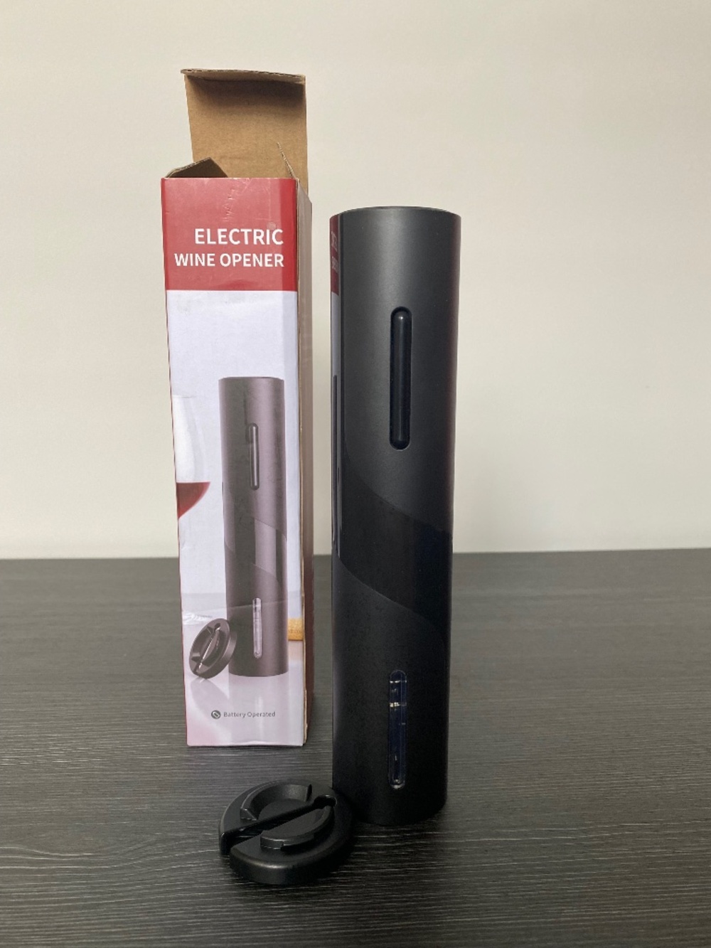 Electric Wine Opener Corkscrew Black Battery Operated w/ Foil Cutter Tested Work